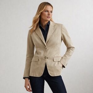 NWT Polo Ralph Lauren Beige Cotton Twill Blazer Portugal Tailored Sz 2